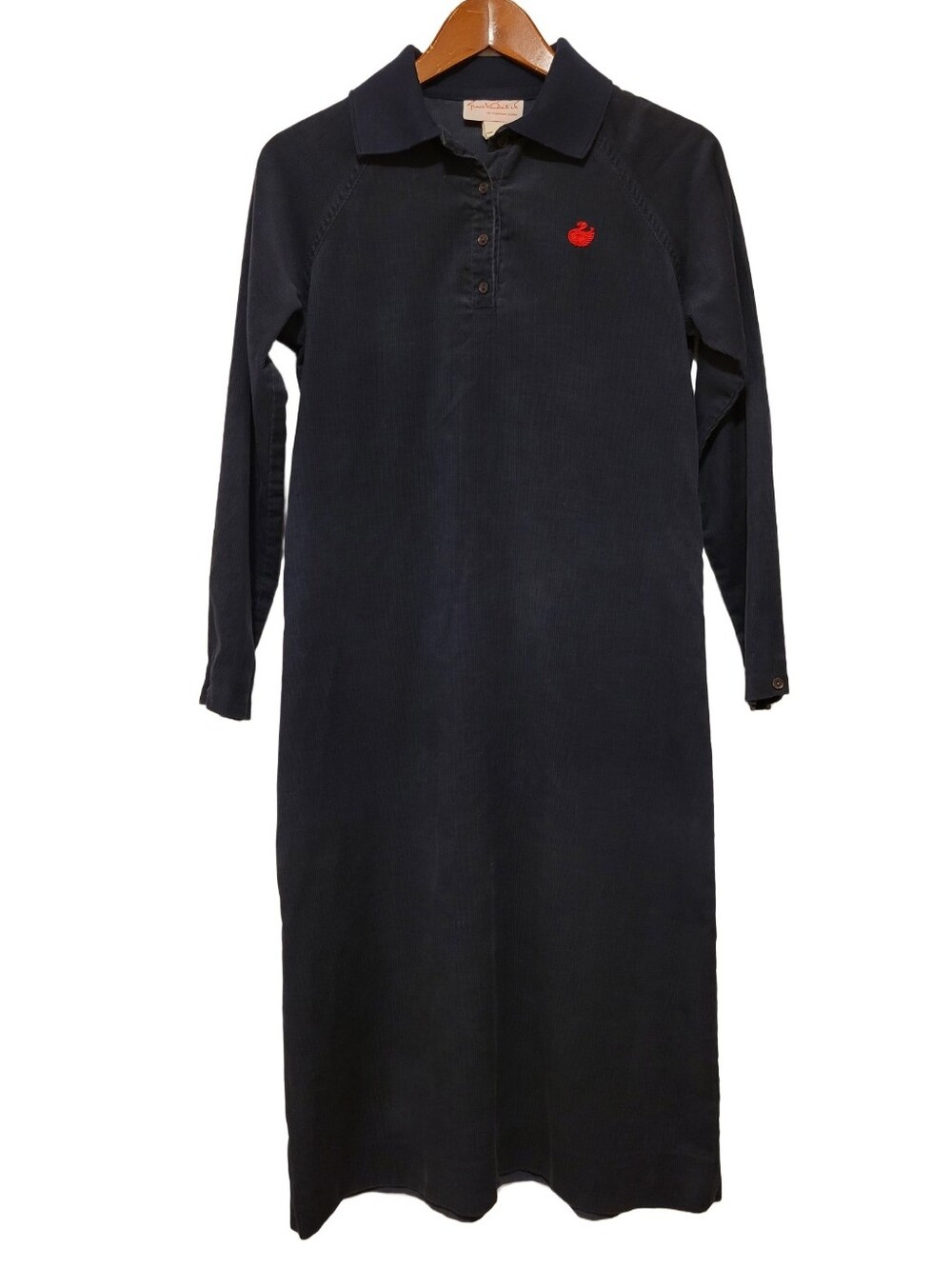 Vintage Gloria Vanderbilt Corduroy Navy Shirt Dress